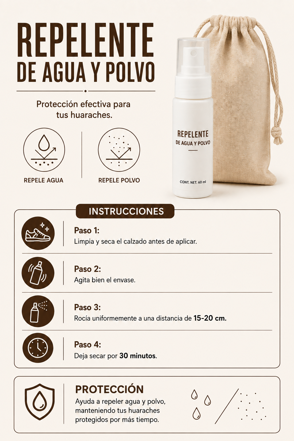 Repelente de Agua y Polvo — Protección para Huaraches 125 ml
