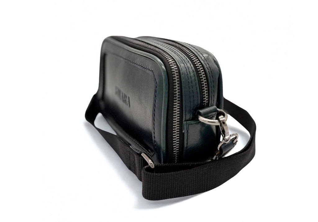 Pouch de piel artesanal negro – Modelo COYOTE de Kwara hecho a mano por Kwaramx.com | exclusivo de Kwaramx.com